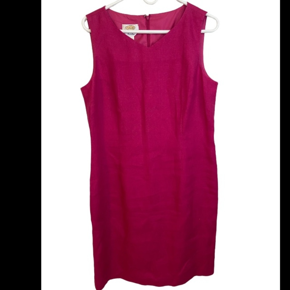 Talbots Sleeveless Below Knee Magenta Women’s Dress w/slip and zipper Size 14